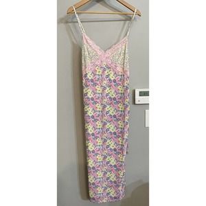Asos Design Dress Strappy Lace Trim Midi Slip Dress Floral Size 8 Modern Boho